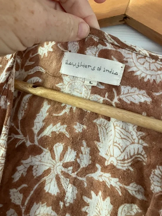 Daughters of India Rust and White Floral V-Neck Mini Dress - Picture 2 of 6